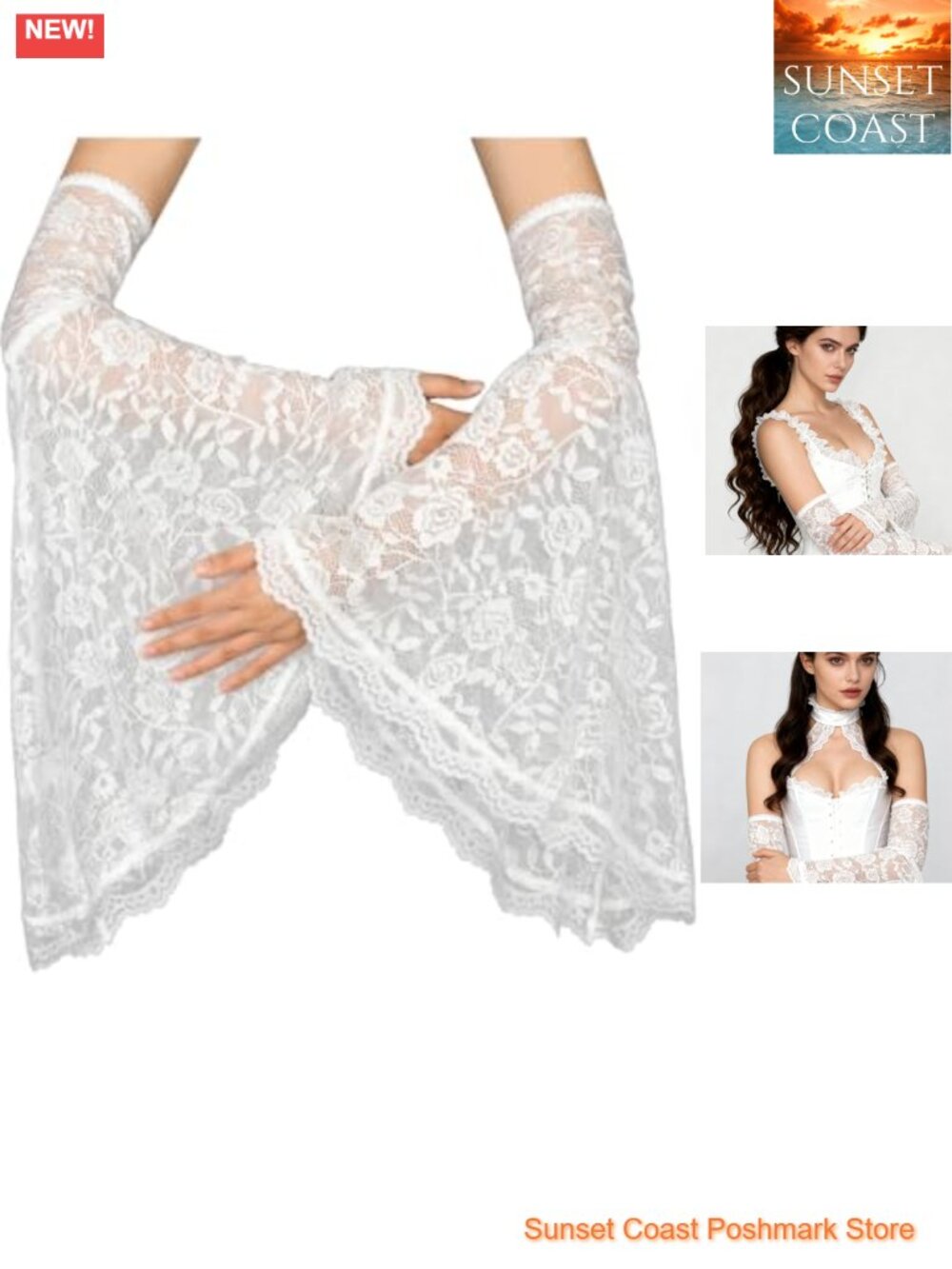 Gothic Black Lace Arm Sleeves Detachable Witch Gloves Victorian Cosplay